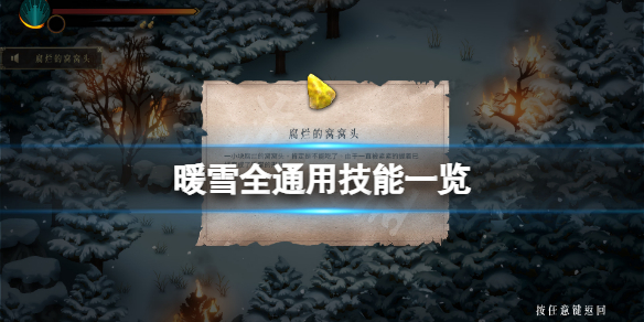 暖雪通用技能有哪些 暖雪通用技能有哪些东西