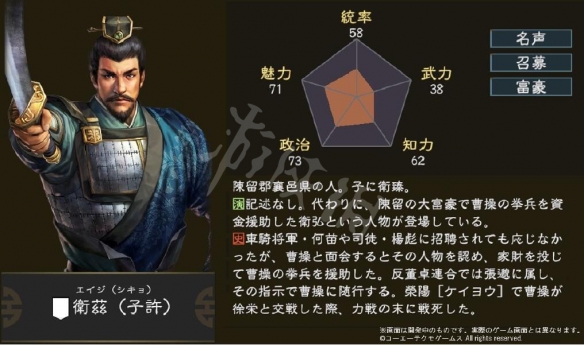 三国志14追加武将卫兹背景资料介绍 卫兹五维数据什么最高