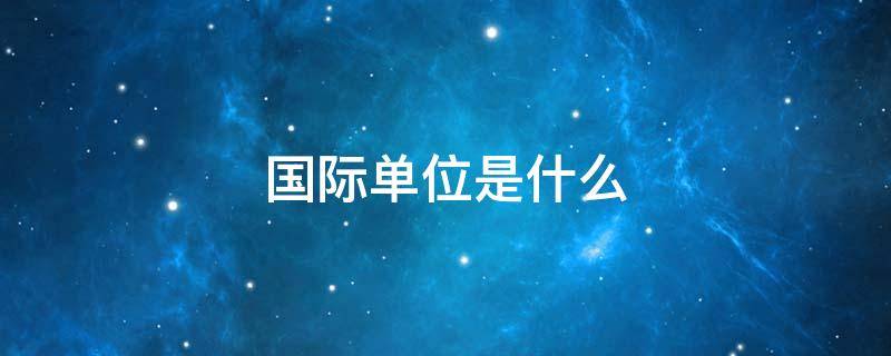 国际单位是什么（质量国际单位是什么）