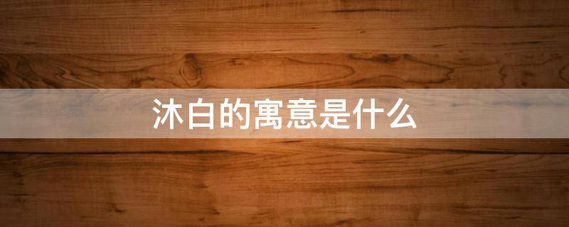 沐白的寓意是什么（沐白的含义是什么）