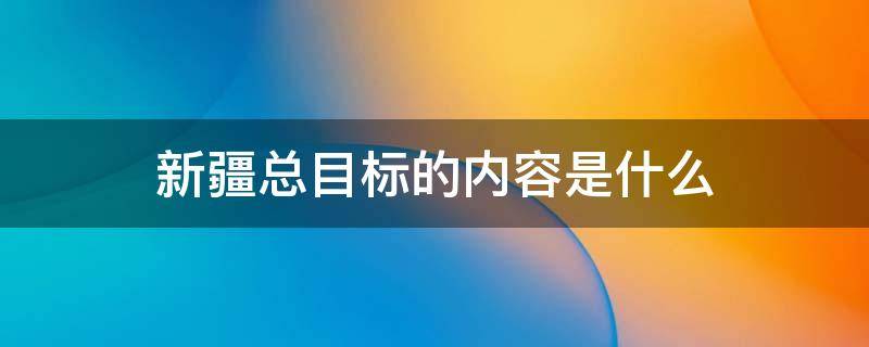 新疆总目标的内容是什么 新疆的总体目标