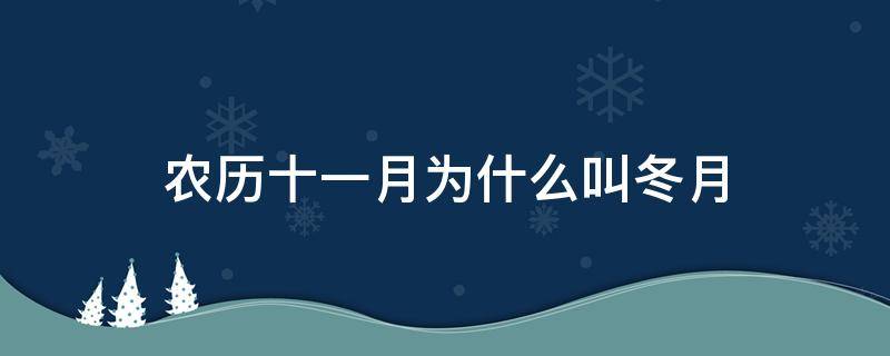 农历十一月为什么叫冬月（农历十一月为什么叫冬月和秋月）