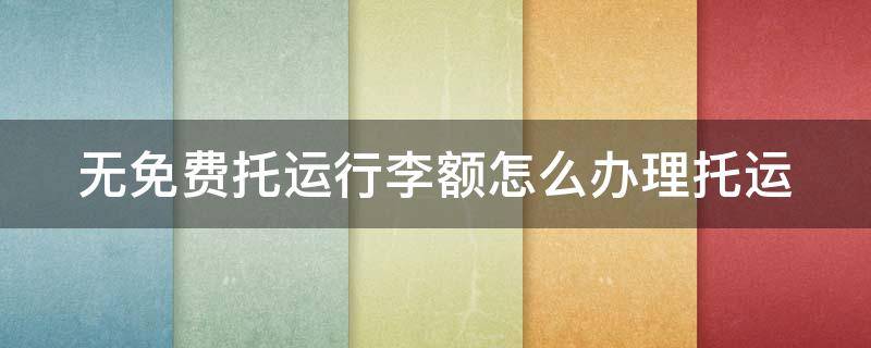 无免费托运行李额怎么办理托运（不小心买了无免费托运行李额）