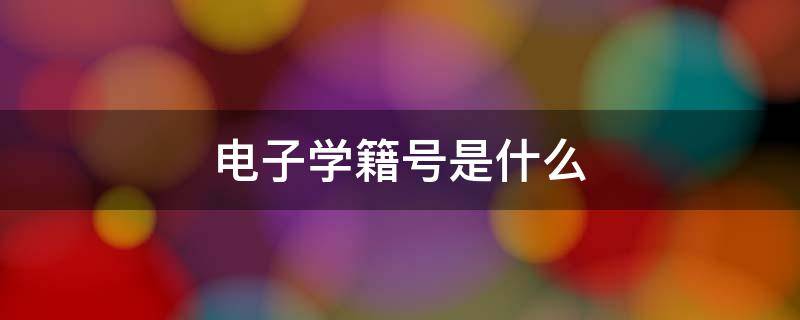 电子学籍号是什么 电子学籍号是什么样子的