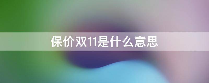 保价双11是什么意思（保价双十一什么意思）
