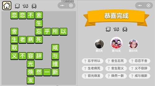 成语升官记第16关答案是什么（成语升官记137关答案）